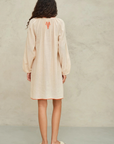 M.A.B.E, Talia Embroidered Kaftan- Beige/Orange