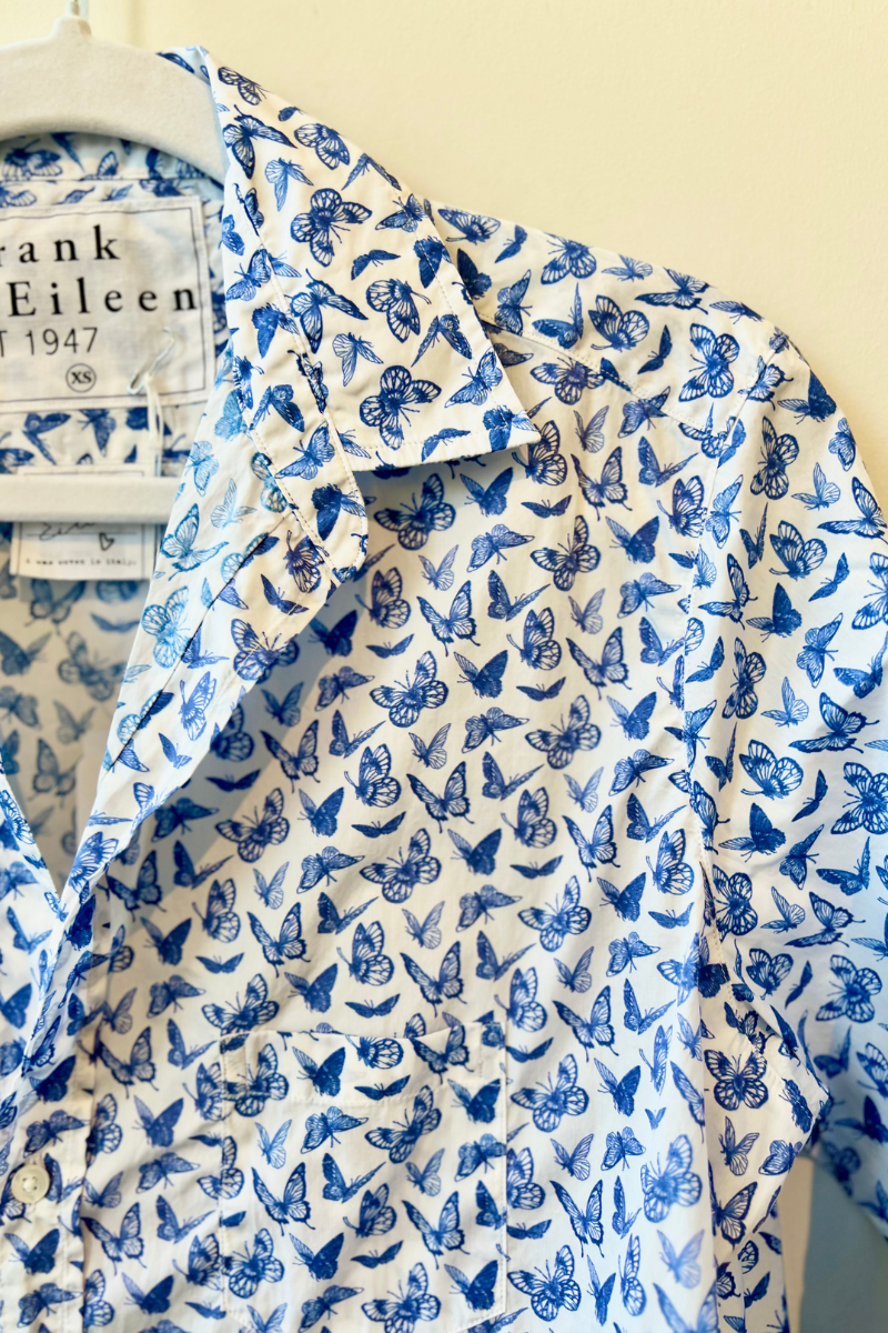 Frank & Eileen, Eileen Relaxed Button-Up Shirt-Blue Butterflies
