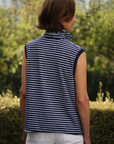 Frank & Eileen, Olivia Popover Collar Tank-Yacht Stripe