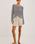 Rails, Evangeline Sweater-Stone/Navy Stripe