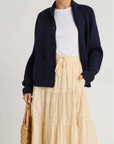Varsity Cardigan - Lobster Navy/White