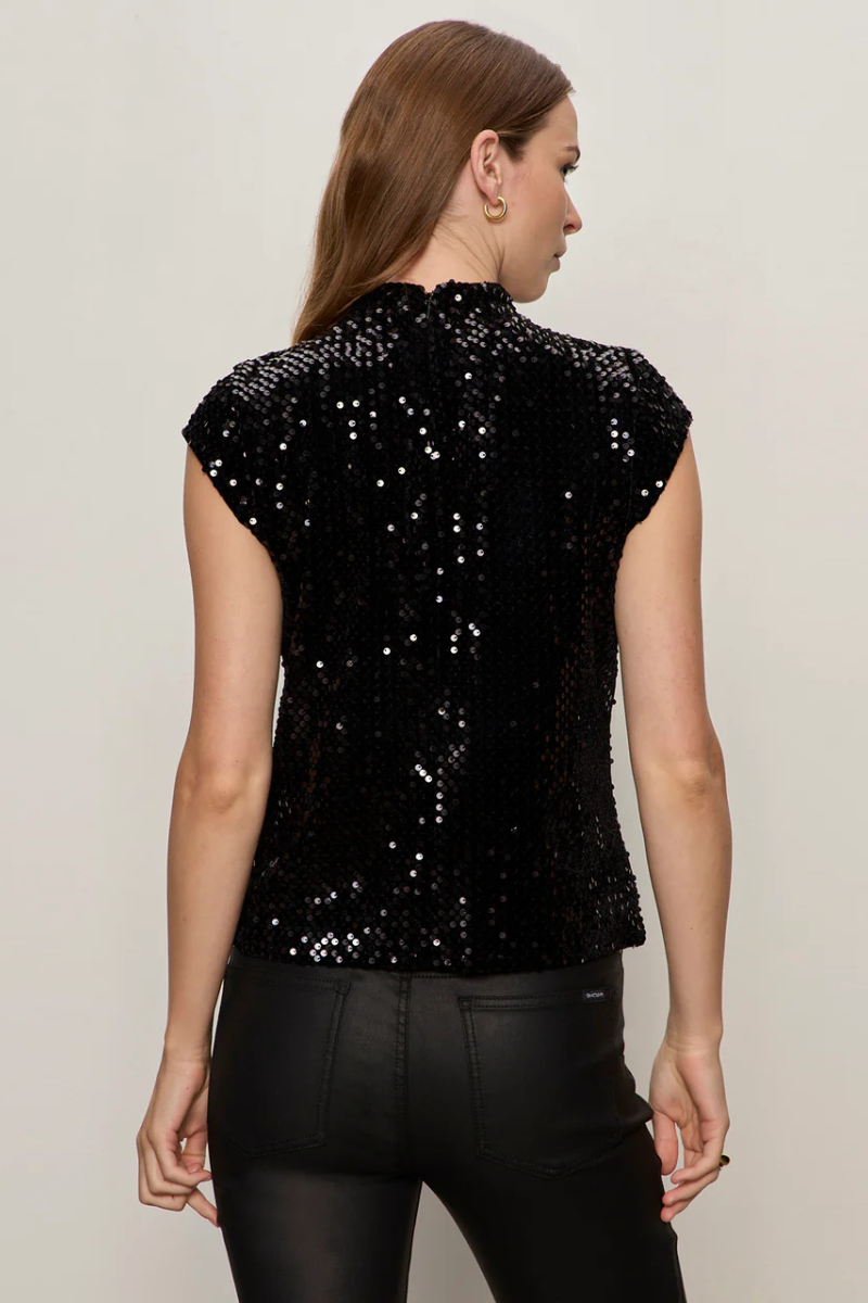 Sanctuary, Funnel Neck Sequin Top