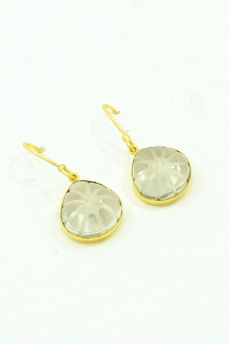 Schmuckoo, Harper Earring Gold Plated - Natural Green Amethyst