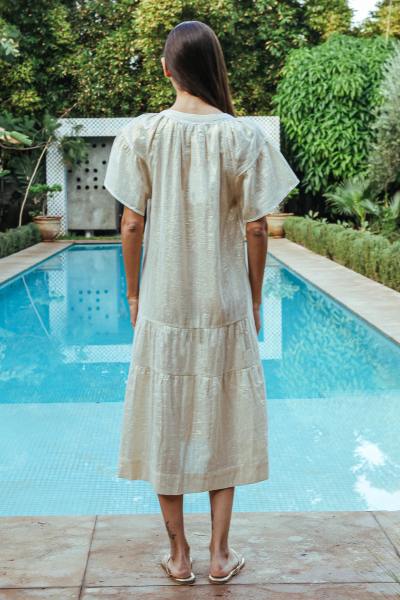 Rose and Rose, Uxbridge Dress - Gold Lurex