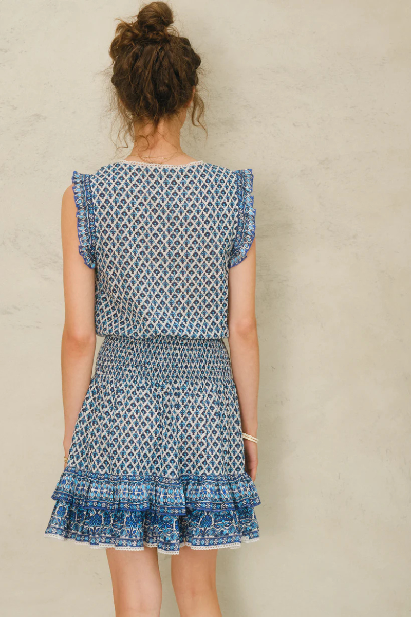 M.A.B.E, Viti Print Short Dress - Blue