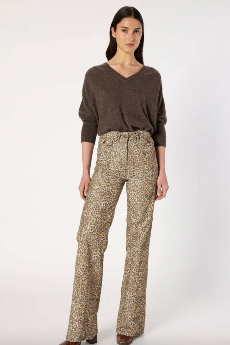 Gerard Darel, Esmee V-neck Cashmere Sweater- Marron