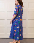 Nimo With Love, Cassia Dress - Blue with Mexican Embroidery