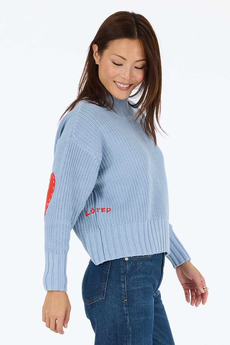 Kerri Rosenthal, Marlow Imperfect Heart Sweater- Steel blue