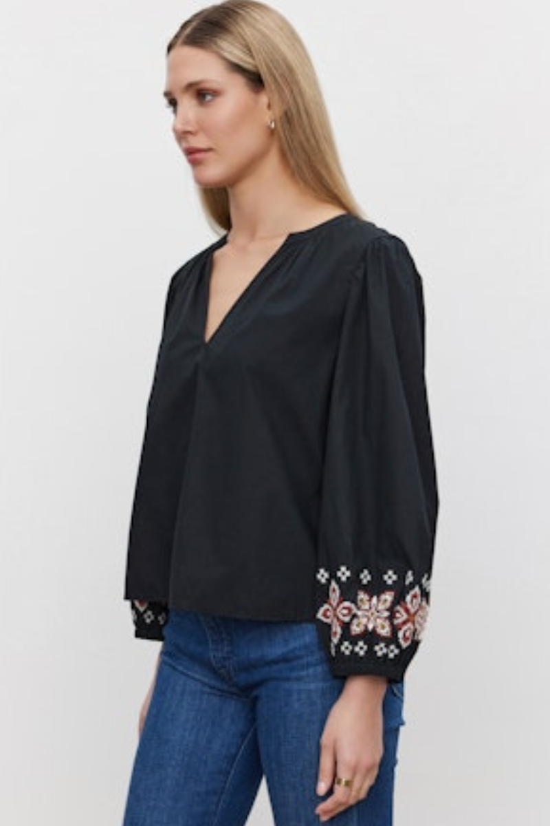 Velvet, Paola Flower Embroidery Top