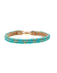 Sidai, 3 Dot Triangle XS Leather Bracelet - Turquoise and Gold