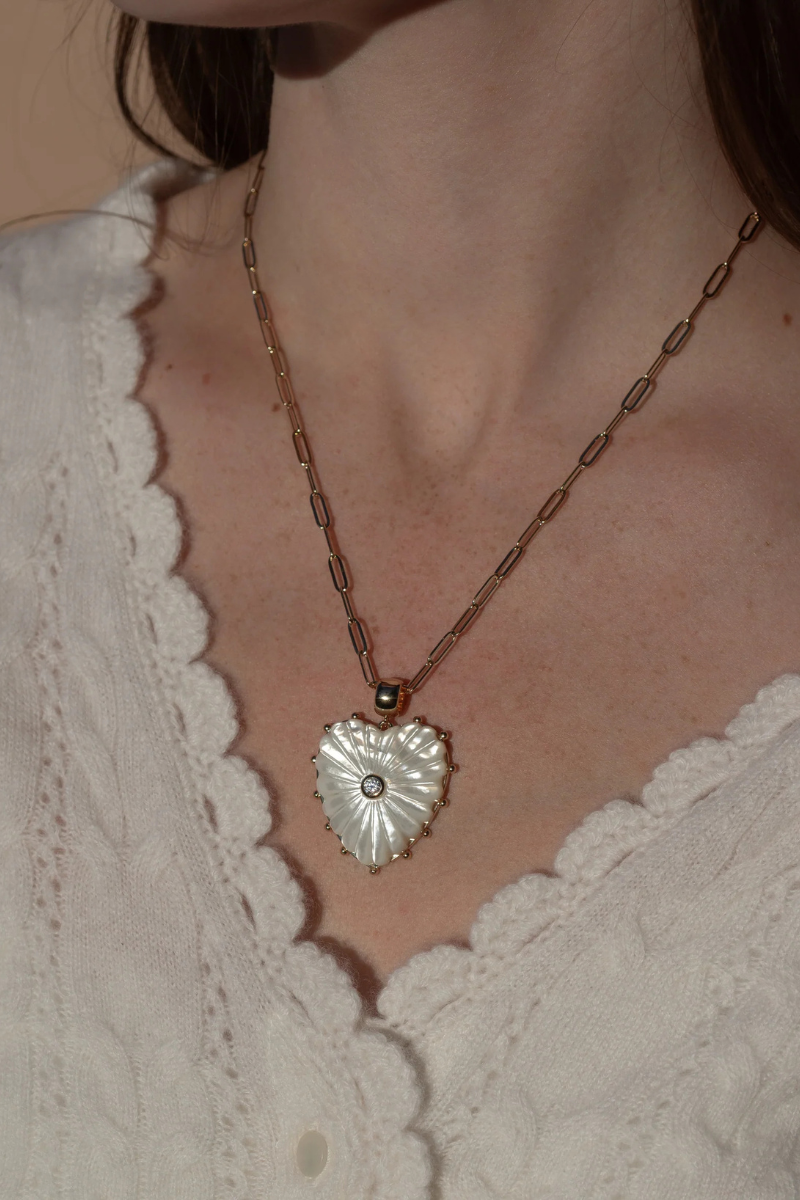 Thatch, Malene Mother of Pearl Paperclip Necklace