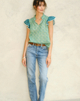 M.A.B.E, Dana Print Short Sleeve Top - Green