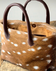 CM, Handmade Hair on Leather Tote Bag- Mini