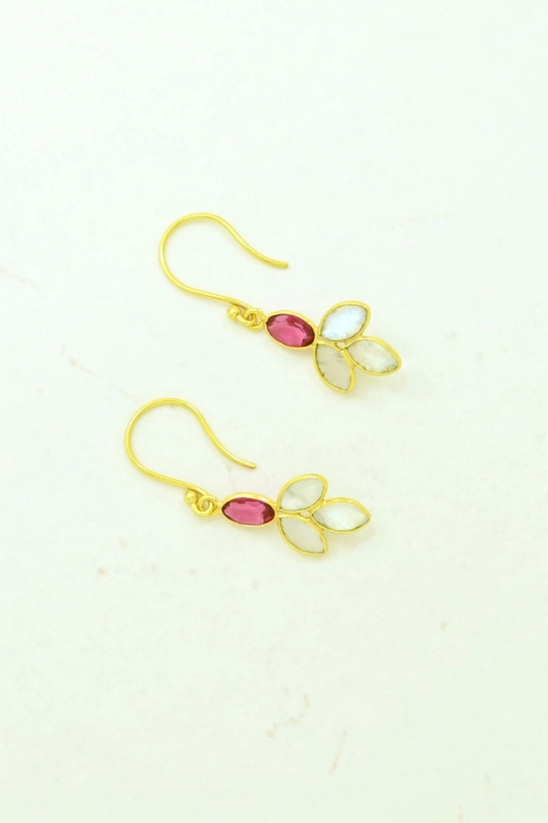 Schmuckoo, Avra Earrings - Pink Tourmaline & Moonstone