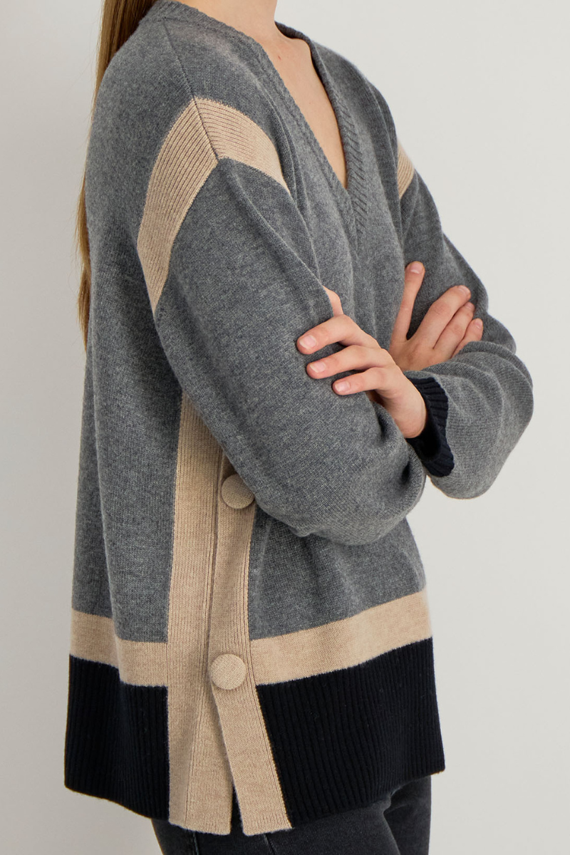 Stella Forest, Vesper Colour Block Sweater - Gris