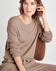 Splendid, Georgie Rib Long Sleeve Sweater -Tawny Heather