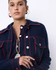 Not Shy, Levo Cashmere Jacket- Marine / Adrenaline