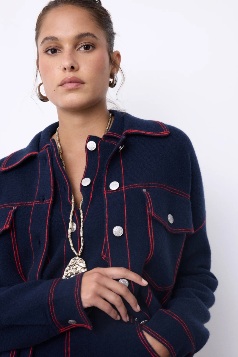 Not Shy, Levo Cashmere Jacket- Marine / Adrenaline