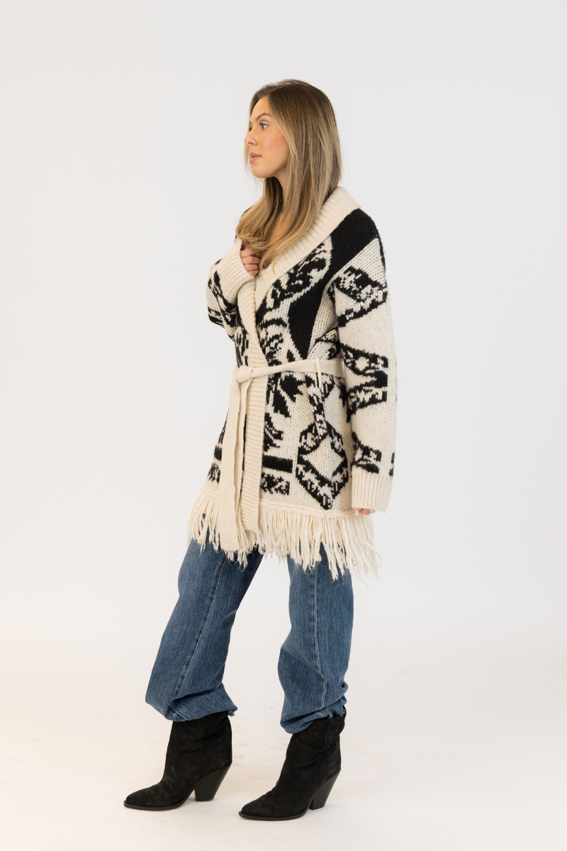 Lyla & Luxe, Zane Cardigan - Beige/Black