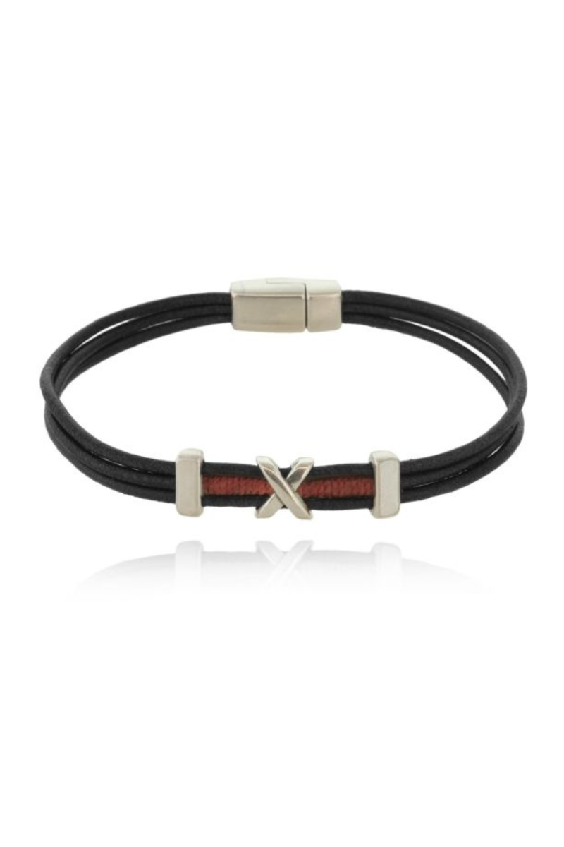 AB, Men's Leather Braelet with Magnetic Clasp