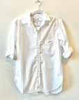 Frank & Eileen, Joedy Boyfriend Button-Up Shirt-Wide White Sheer Stripe