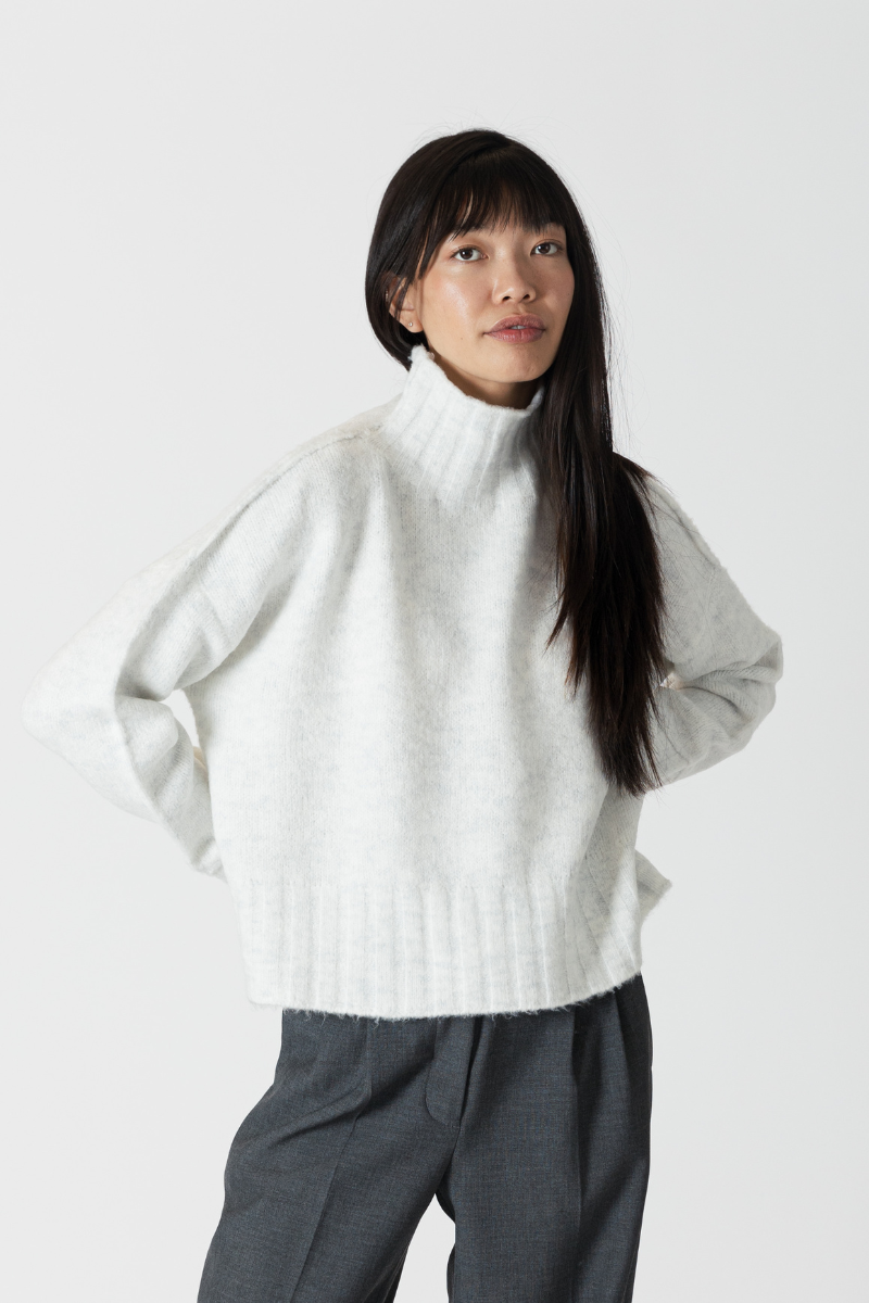 Lyla & Luxe, Calli Mockneck Sweater-Ice Grey