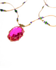 Sharing, Short Tibetan Necklace-  Pink Indian Glass