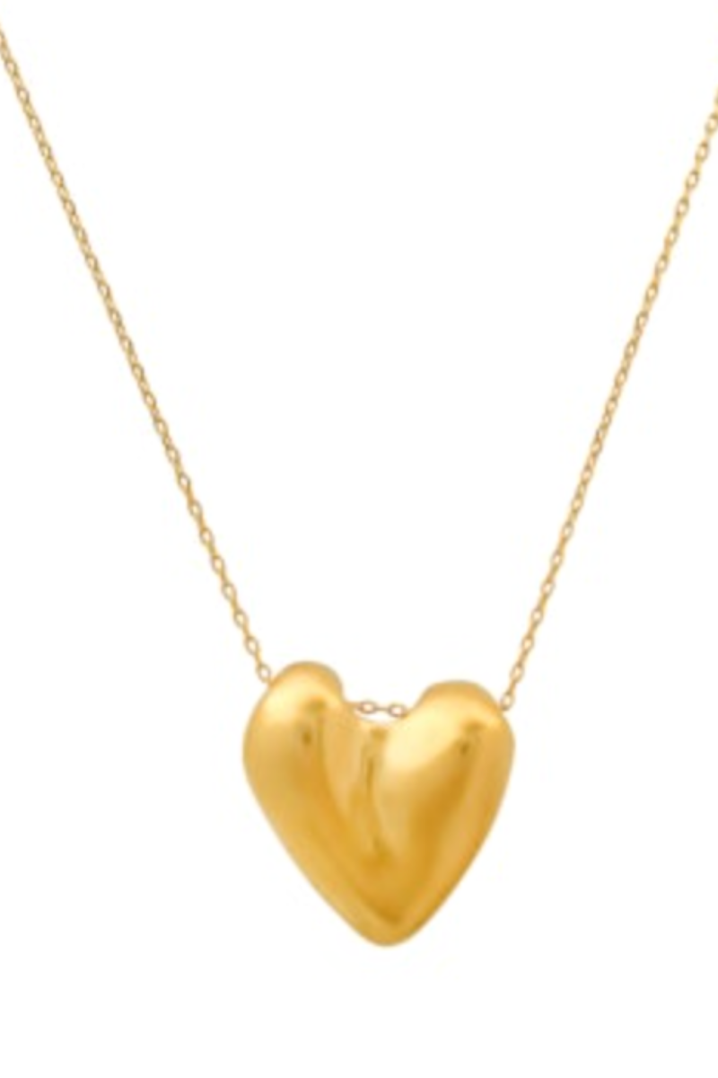 Tai, Gold Abstract Puffy Heart Necklace