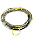 The Makery, Beaded heartstring Necklace- Black, Grey & Gold