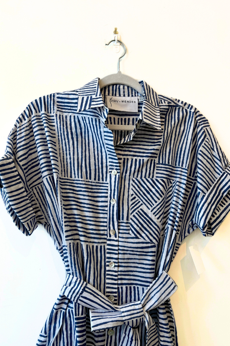 Finley, Reese Dress-Navy Block Stripe