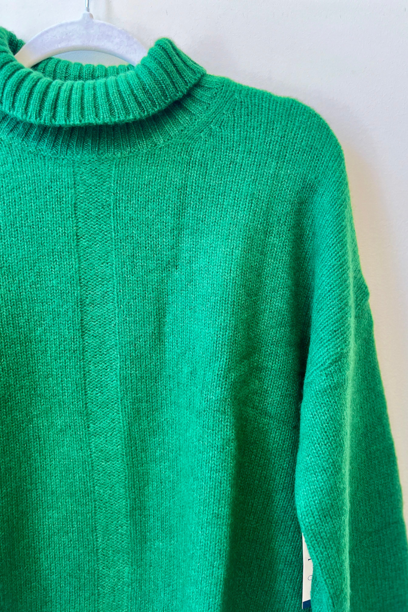 Cashmere T-Neck Sweater- Moss