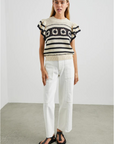 Rails, Penelope Top - Oat Navy Crochet Stripe