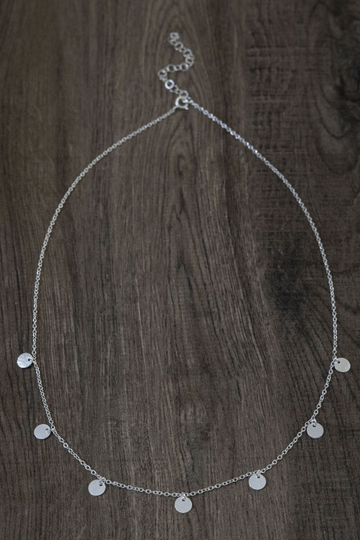 Sterling Silver 7 Disc Necklace-16"