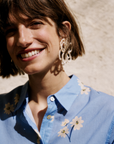 0039 Italy, Bea Cotton Blouse- Blue/White Floral