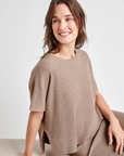 Splendid, Georgie Short Sleeve Rib Sweater - Tawny Heather