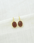 Schmuckoo, Oval Prong Gemstone Earrings Gold - Strawberry Quartz