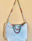 En Shallah, Embroidered Raffia Bag M