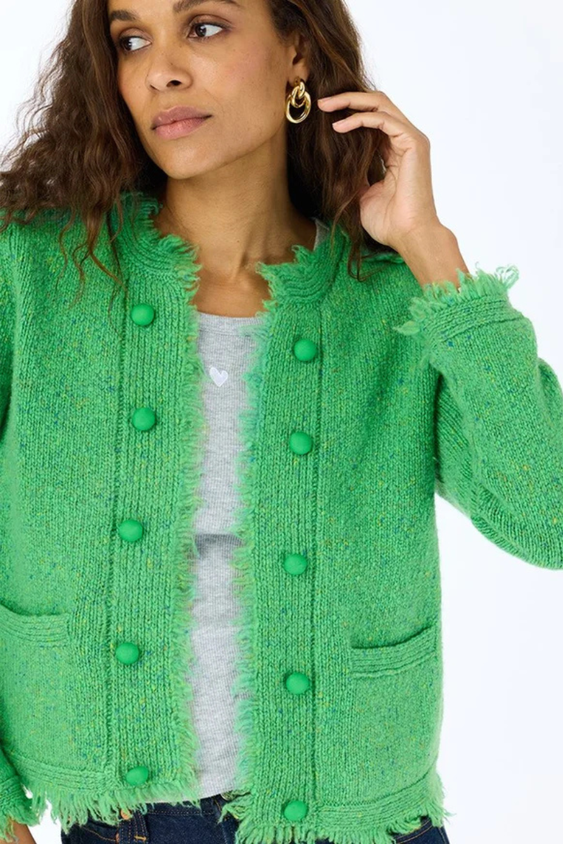 Kerri Roesenthal, Fringe Beau-lero Cardigan - Grass Green