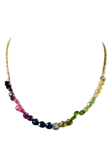 A.V. Max, Heart Teardrop Beaded Necklace- Rainbow