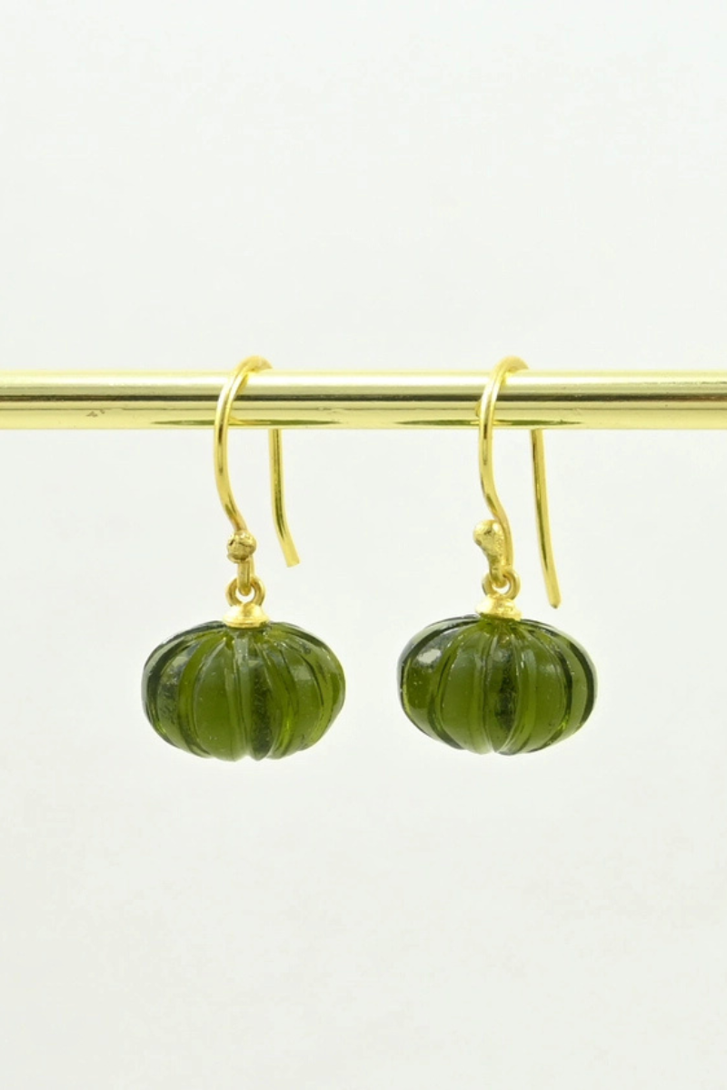 Schmuckoo, Kaeli Earring Gold Plated - Green Tourmaline