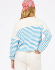 Kerri Rosenthal, Long Sleeve Stripe Tee- Cloud-Blue