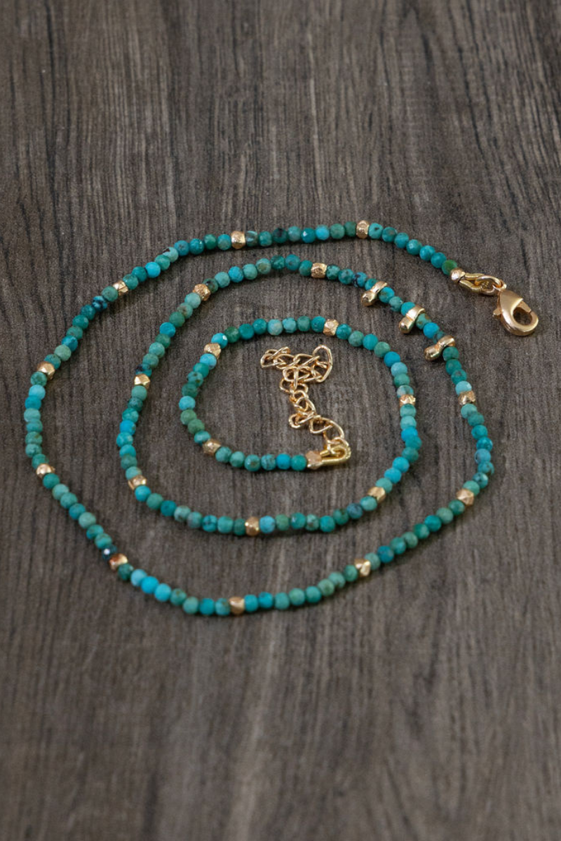Turquoise Beads Necklace w/Gold Brass Findings