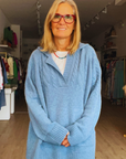 Cashmere Cable Knit Hoodie-Bright Blue