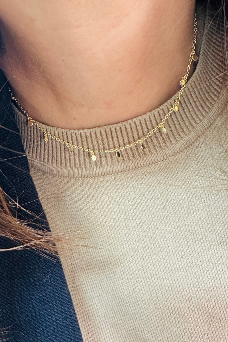 The Makery, Gold Choker Necklace with 15 Dancing Discs
