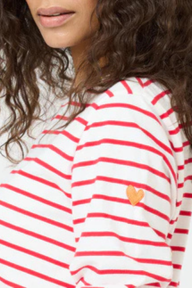 Kerri Rosenthal, Long Sleeve Stripe Tee - White Red