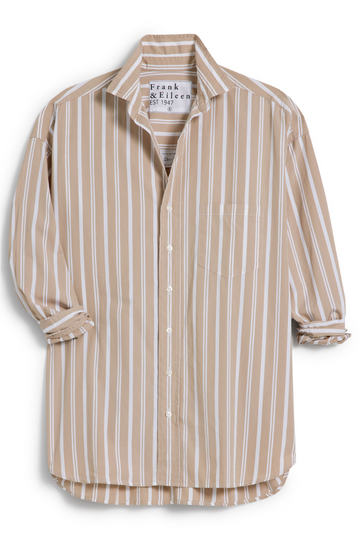 Frank & Eileen, Shirley Oversized Button-Up Shirt- Multi Sand Stripe