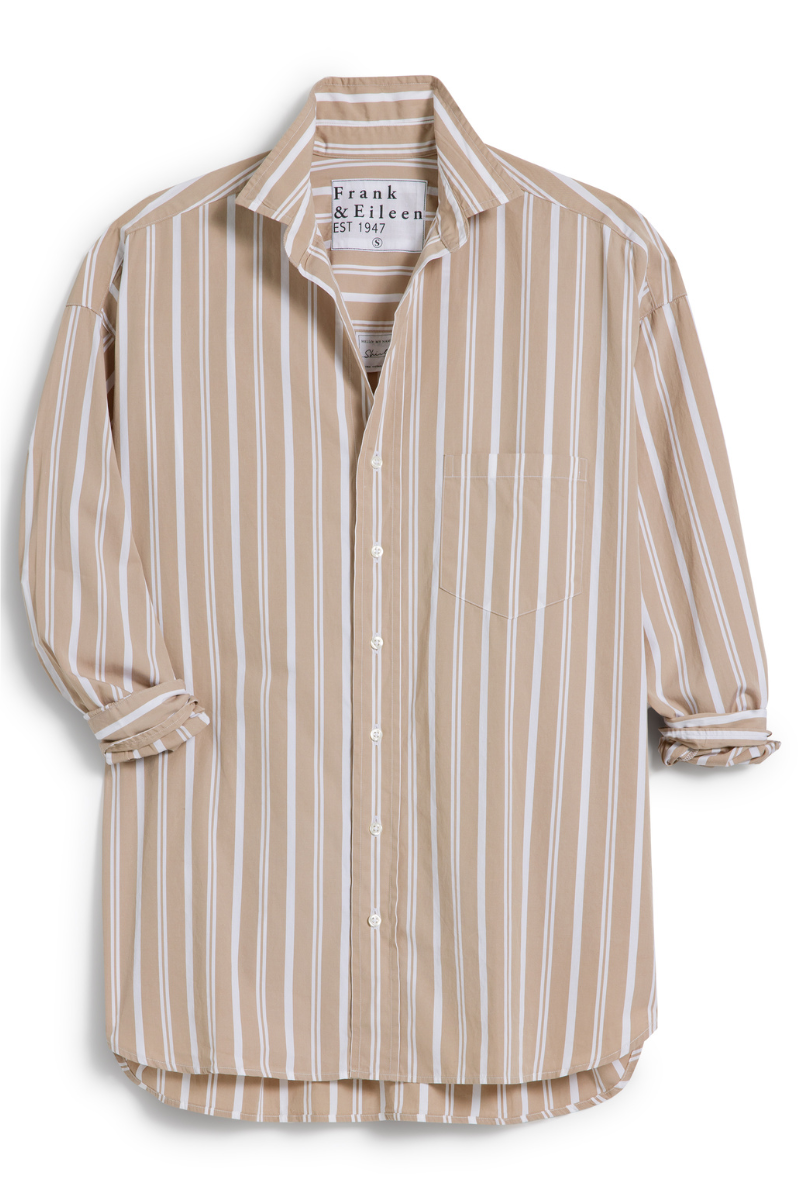 Frank & Eileen, Shirley Oversized Button-Up Shirt- Multi Sand Stripe