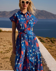 Oliphant, Belted Shirt Dress- Fleur Blue