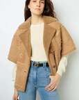 Gerard Darel, Lysianna Embroidered Shearling Short Jacket