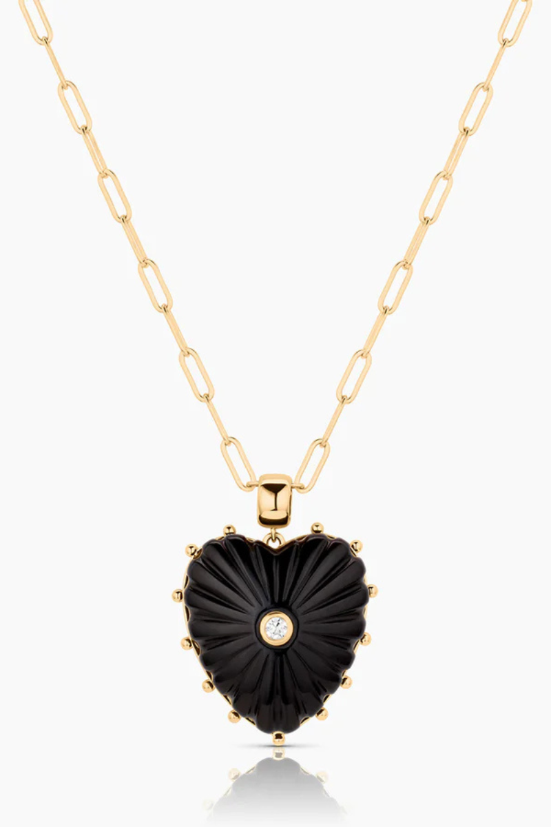 Thatch, Malene Onyx Paperclip Necklace